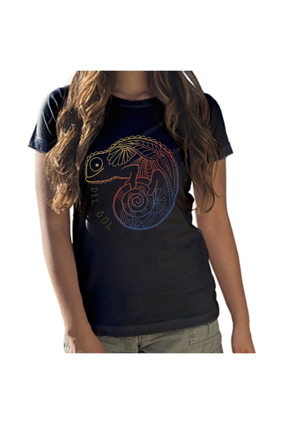 Girls Crew Tee - Chameleon - Black by DelSol for Women - 1 Pc T-Shirt (YXL)