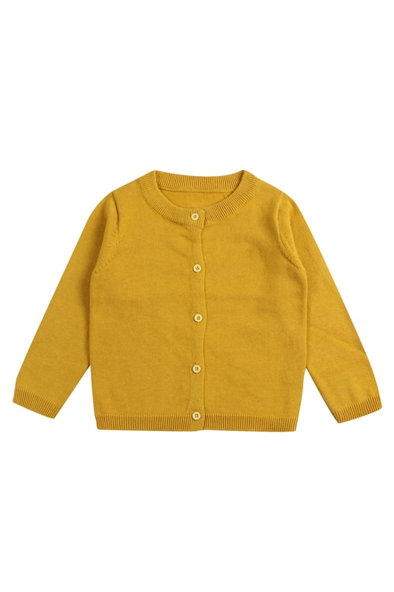 Girls Crewneck Cardigan Long Sleeve Children Button Cotton Sweater Uniform Sweaters for Little Girls Ginger 8