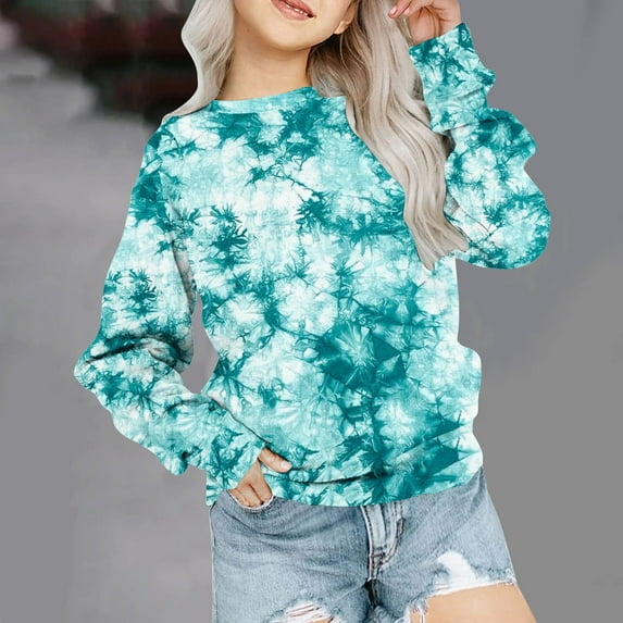 Girls Crewneck Oversized Sweatshirt Kids Fashion Long Sleeve Pullover Tops 1-12 Years Green qILAKOG Size 1-2 Years