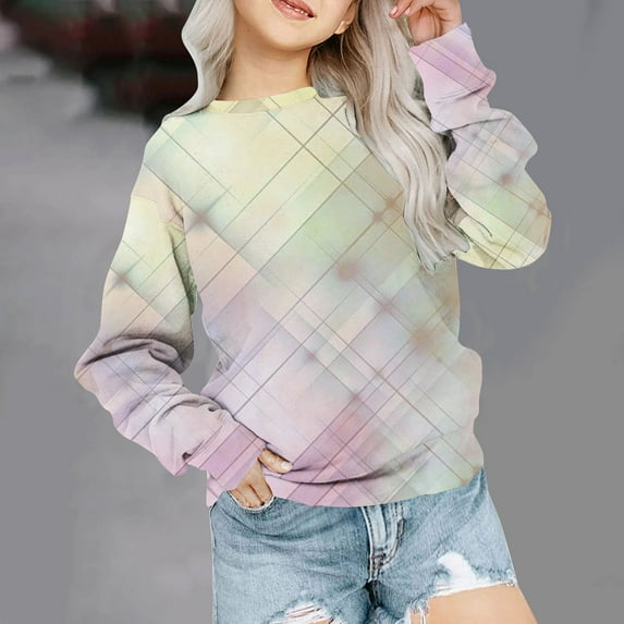 Girls Crewneck Oversized Sweatshirt Kids Fashion Long Sleeve Pullover Tops 1-12 Years Multicolor qILAKOG Size 2-3 Years