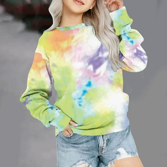 Girls Crewneck Oversized Sweatshirt Kids Fashion Long Sleeve Pullover Tops 1-12 Years qILAKOG Size 9-10 Years