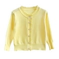 thumbnail image 1 of Girls Crewneck Sweater Cardigan, Child Thin Long Sleeve Button Knitwear Coat Solid Color Outwear Tops Yellow 9Y, 1 of 3