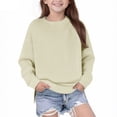 thumbnail image 1 of Girls Crewneck Sweatshirt Long Sleeve Pullover Tops Drop Shoulder Sweatshirts Side Split Workout Activewear Fall Sweatshirts for Girl Beige 11Y, 1 of 6
