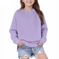 thumbnail image 1 of Girls Crewneck Sweatshirt Long Sleeve Pullover Tops Drop Shoulder Sweatshirts Side Split Workout Activewear Hoodies for Girl Pullover Purple 9Y, 1 of 6