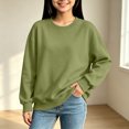 thumbnail image 1 of Girls Crewneck Sweatshirt Oversized Pullover Long Sleeve Solid Tops Fall Clothes, 1 of 5