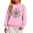 thumbnail image 1 of Girls Crewneck Sweatshirt with Festive Snowflake Graphic Pullover Long Sleeve Top for Winter Holiday Season, 1 of 3