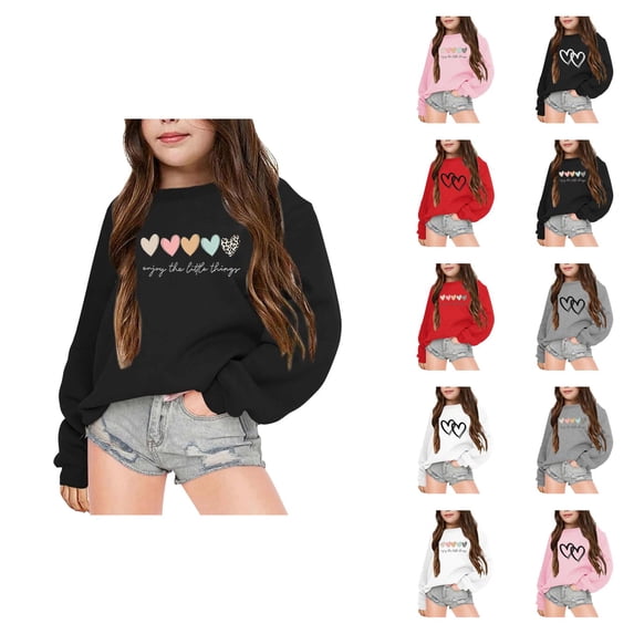 Girls Crewneck Sweatshirts 2025 Long Sleeve Casual Positive Message Graphic Sweatshirt Kids Pullover Tops