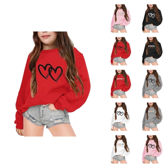 Girls Crewneck Sweatshirts 2025 Long Sleeve Casual Positive Message Graphic Sweatshirt Kids Pullover Tops