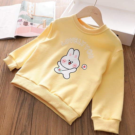 Girls Crewneck Sweatshirts Long Sleeve Fashion Print Fall Winter Everyday Casual Pullover Tops Size 3-4Y