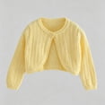 thumbnail image 1 of Girls Crochet Cardigan Cotton Shrug Bolero Long Sleeve Cropped Yellow,Size 12-13T, 1 of 5