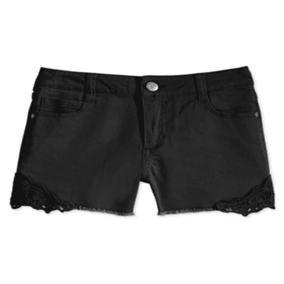 Girls' Crochet-Trim Shorts, Black, Size 7
