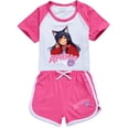 thumbnail image 1 of Girls Crop Shorts Set Aphmaus Graphic Short Sleeve Top Lounge Sets Toddler Kids 2 Piece Tracksuit Outfit Age 3-13 Years, 1 of 2