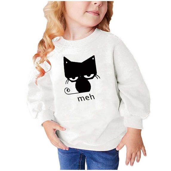 Girls Crop Sweatshirts Pullover Cute Printed Long Sleeves Sweatshirts Casual Crew Neck Fall Winter Pullover Tops Clothes Casual Comfy Fleece Jumper School Warm Girl Coat