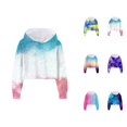 thumbnail image 1 of Girls Cropped Hoodies Tie Dye Long Sleeve Graphic Hooded Sweatshirt Kids Pullover Tops, 1 of 1