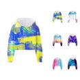 thumbnail image 1 of Girls Cropped Hoodies Tie Dye Long Sleeve Graphic Hooded Sweatshirt Kids Pullover Tops, 1 of 1