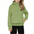 thumbnail image 1 of Girls Cropped Athletic Hoodies Half Zipper Collar Long Sleeve Hooded Pullover Tops Fleece Warm Pullover Sweatshirts with Thumb Hole Boys Fleece Hoodies Green 11Y, 1 of 8