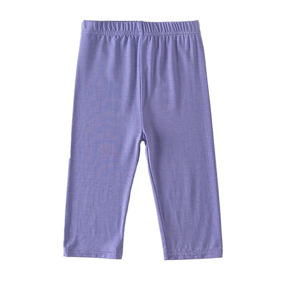 Girls Cropped Athletic Leggings - Mid-Calf Running Pants, Cotton Blend, Sizes 2-12 Years