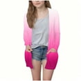 thumbnail image 1 of Girls Cropped Cardigan Sweaters New Girls Open Front Cardigan Fashion Gradient Color Casual Long Sleeve Jacket Lightweight Fall Outwear with Pockets Pinks 120, 1 of 6