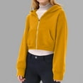 thumbnail image 1 of Girls Cropped Hoodie Long Sleeve Zipper Hoodies Yellow Hoodie with Pockets Fall Clothes Little Girls Clothes 5-6 Years, 1 of 8