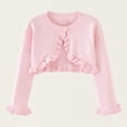 thumbnail image 1 of Girls Cropped Knit Cardigan Solid Ruffle Button Lightweight Sweater Shrugs for Dress Formal Wedding 3Y, 1 of 6