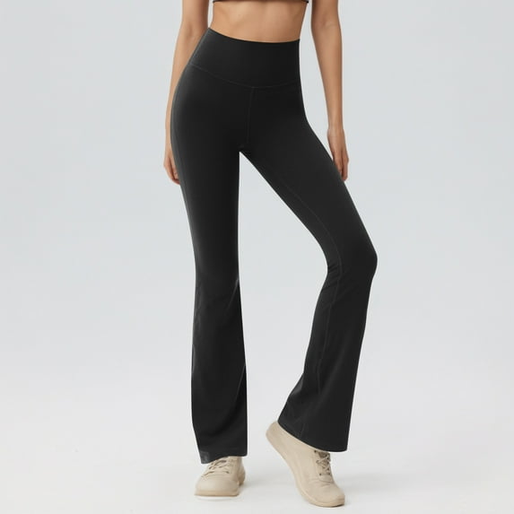 Girls' Cross High-Waisted Flare Leggings Stretch Bell-Bottom Pants for Dance Yoga Black S