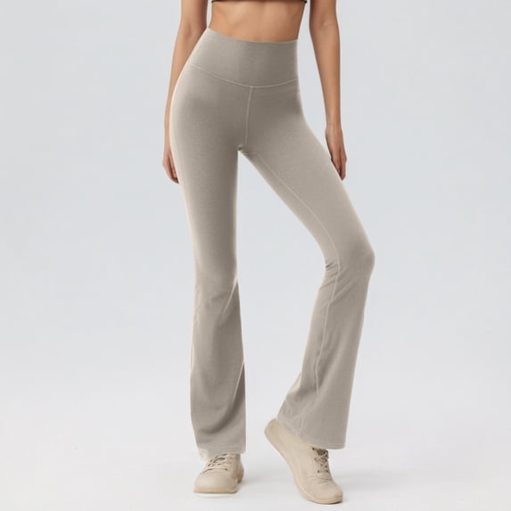 Girls' Cross High-Waisted Flare Leggings Stretch Bell-Bottom Pants for Dance Yoga Champagne M