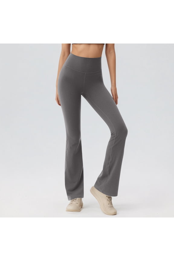 Girls' Cross High-Waisted Flare Leggings Stretch Bell-Bottom Pants for Dance Yoga Gray L