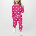 thumbnail image 1 of Girls Cute 2 Piece Outfits Long Sleeve Crewneck Pullover Tops and High Waisted Pants Loungewear Sets New Girl's 2 Piece Sets Fall Outfits Pinks 5-6 Years, 1 of 5