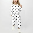thumbnail image 1 of Girls Cute 2 Piece Outfits Long Sleeve Crewneck Pullover Tops and High Waisted Pants Loungewear Sets New 2PCS Clothes Set Outfit White 5-6 Years, 1 of 5