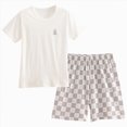 thumbnail image 1 of Girls Cute Bear Embroidered Short Sleeve Pajama Set,Summer Loungewear 11-12 Years, 1 of 6