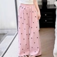 thumbnail image 1 of Girls Cute Bow Print Wide Leg Pants, Elastic Waist Loose Casual Trousers with Pockets 7-8Y, 1 of 7