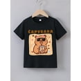 thumbnail image 1 of Girls' Cute Capybara Milk Tea Graphic T-Shirt - Soft & Stretchy Cotton Blend, Casual Crew Neck Short Sleeve Tee for Summer Fun, Capybara T Shirt, 1 of 5