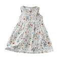 thumbnail image 1 of Girls Cute Dress Kids Lovely Summer Princess Sleeveless Floral Print Cotton Beach Dresses Casual Party Sundress for 2-3 Years, 1 of 2