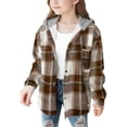 thumbnail image 1 of SHUNSUI Girls Cute Flannel Plaid Button Down Top with Pockets Long Sleeve Hooded Jacket, 1 of 3