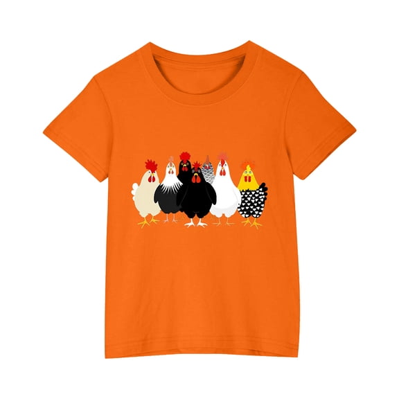 Girls Cute Going Out Tshirts Loose Casual Cotton Summer Graphic Tees Tops Kids Trendy Clothes Lounge Wear Orange， 3 Years