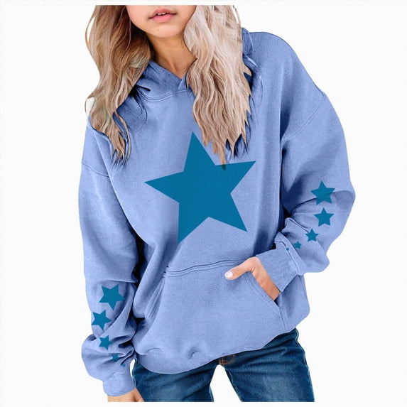 Girls Cute Graphic Hoodie Casual Long Sleeve Hooded Sweatshirt Pullover Tops,6-12 Months 12-24 Months 2t 3t 4t 5t 6t 7t 8t 9t Children Blue 5-6 Years