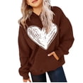 thumbnail image 1 of Girls Cute Heart Print Hoodies Teen Casual Oversized Fleece Sweatshirt with Pocket Kids Boy Fall Winter School Trendy Clothes, 1 of 5