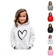 thumbnail image 1 of Girls Cute Hoodies Casual Long Sleeve Heart Graphic Hooded Sweatshirt with Pockets Kids Pullover Tops, 1 of 1