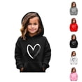 thumbnail image 1 of Girls Cute Hoodies Casual Long Sleeve Heart Graphic Hooded Sweatshirt with Pockets Kids Pullover Tops, 1 of 1
