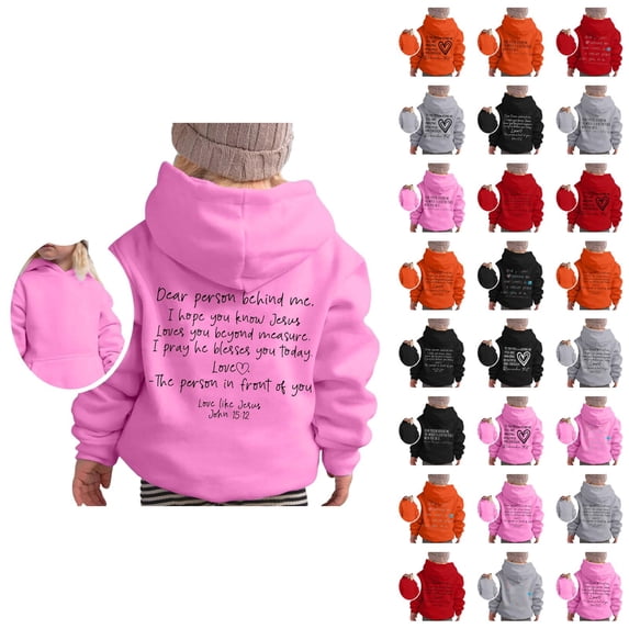 Girls Cute Hoodies Dear Person Behind Me Long Sleeve Graphic Hooded Sweatshirt with Pockets Kids Pullover Tops
