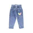 thumbnail image 1 of Girls Cute Jeans Kids Loose Relaxed Denim Pants Casual Cartoon Cute Jean Bottoms Spring Children's Day Gifts Blue,4 Years, 1 of 5