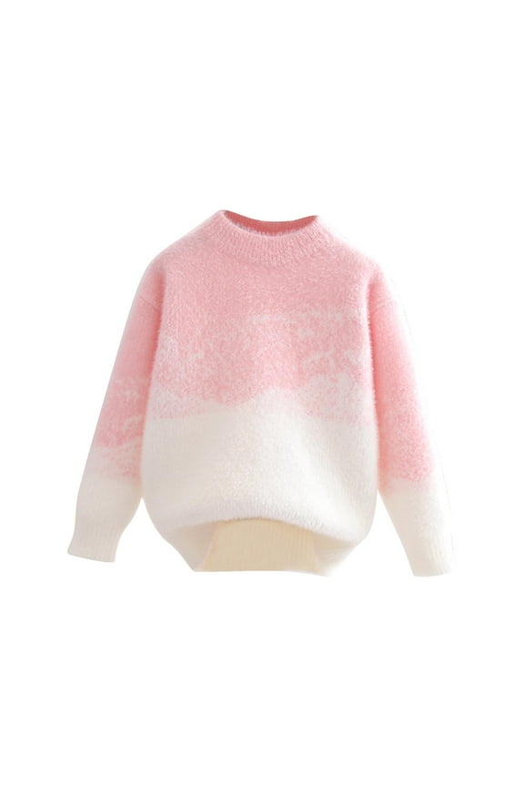 Girls Cute Knit Sweater Flower Crewneck Long Sleeve Cozy Chunky Loose Sweaters Fall Winter Pullover Tops for 5-13 Years