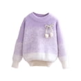 thumbnail image 1 of Girls Cute Knit Sweater Flower Crewneck Long Sleeve Cozy Chunky Loose Sweaters Fall Winter Pullover Tops for 5-13 Years, 1 of 2
