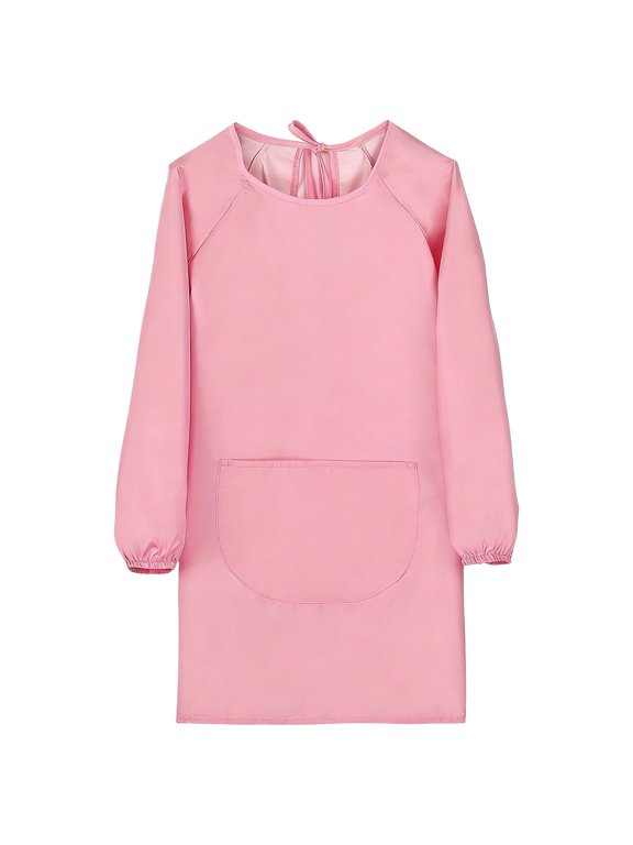 Girls Cute Long Sleeve Art Smock Protective Painting Apron with Pockets Waterproof Versatile Drawing Wear Outfits