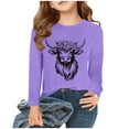 thumbnail image 1 of Girls' Cute Long Sleeve Graphic T-Shirts Casual Tunic Tops Long Sleeve Loose Soft Blouse Shirt Purple 7-8 Years, 1 of 4