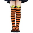 thumbnail image 1 of Girls Cute Over The Knee Socks Soft Cotton Striped Bee Fun Gifts Halloween Christmas Holiday Outfits (7-12Years, Orange), 1 of 3