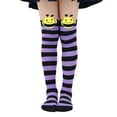 thumbnail image 1 of Girls Cute Over The Knee Socks Soft Cotton Striped Bee Fun Gifts Halloween Christmas Holiday Outfits (7-12Years, Purple), 1 of 3