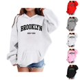 thumbnail image 1 of Girls Cute Pocket Oversized Hoodie Sweatshirt Long Sleeve Crewneck Loose Top for Kids Casual Day, 1 of 5