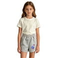 thumbnail image 1 of Girls Cute Printed Sweat Shorts, Elastic High Waist Curved Split Hem Loose Fit Summer Casual Bottoms, Breathable Kids Play Shorts for Daily Wear(Grey1,5-6 Years), 1 of 3