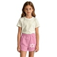 thumbnail image 1 of Girls Cute Printed Sweat Shorts, Elastic High Waist Curved Split Hem Loose Fit Summer Casual Bottoms, Breathable Kids Play Shorts for Daily Wear(Pink2,11-12 Years), 1 of 3